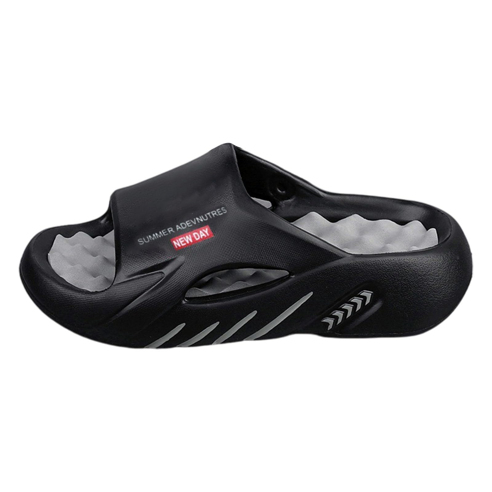Chanclas de baño de EVA para hombre, plataforma con cama, diapositivas deportivas con función de masaje, antideslizantes y suaves, pantuflas para ducha, playa, sauna y uso diario, pies anchos