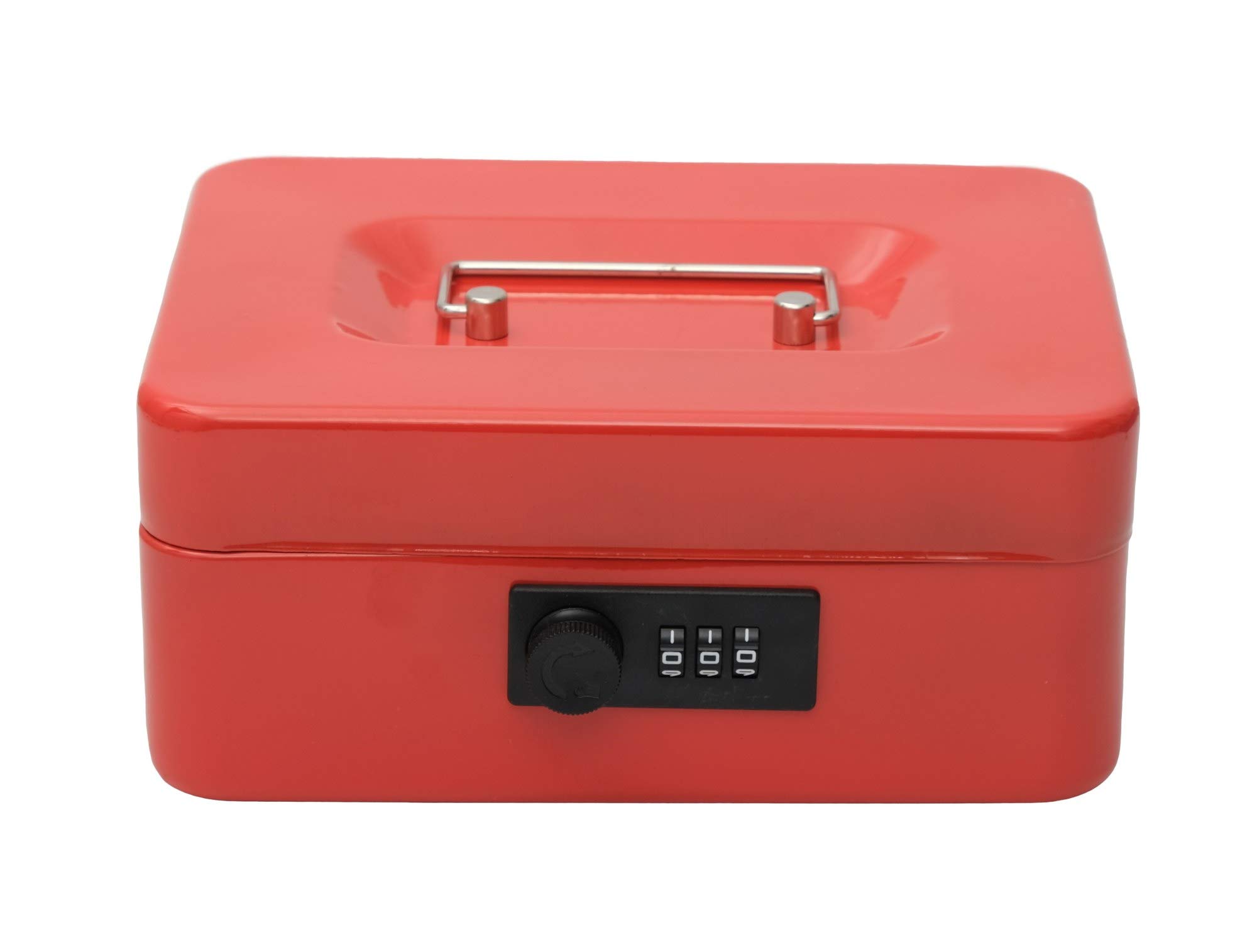 Store2508® Metal Cash Box With Number Combination Lock useful for Office Home (Small Red)