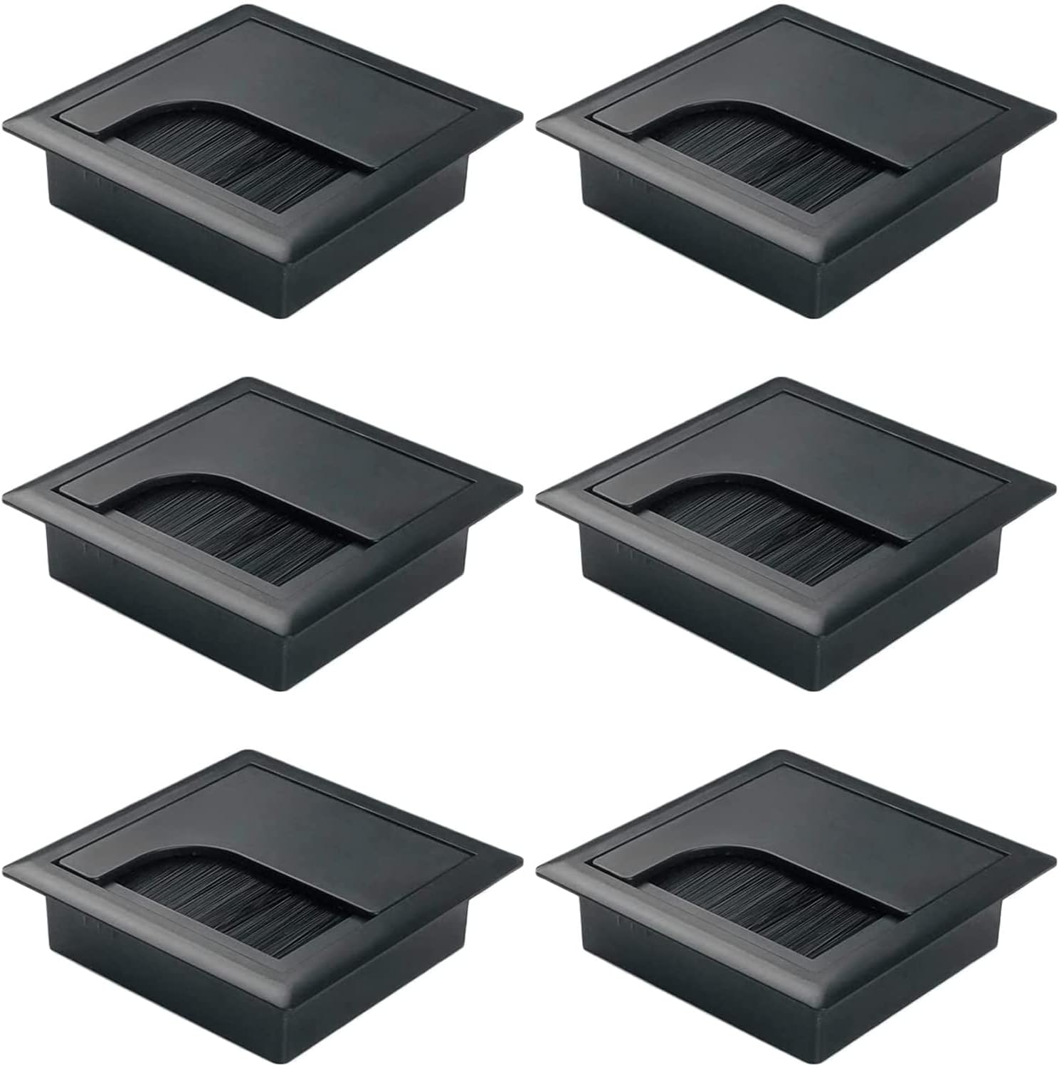 – 6Pcs Cable Grommet, Computer Desktop Decorative Cable Grommet Plastic Cable Grommet with Brush Grommet Cable Tidies for Home and Office Table Surface Port Hole Covers (Size: 8 * 8cm)