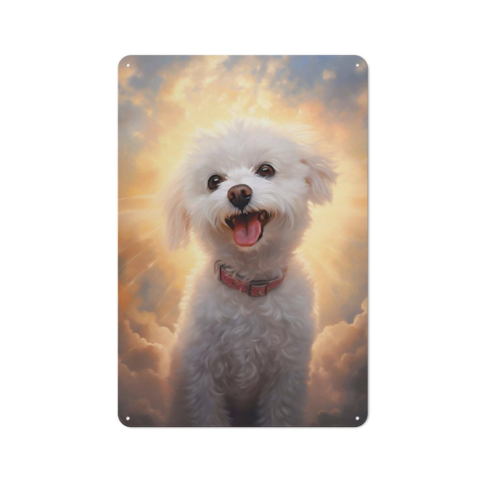 Junmoney Style-10 Bichon Frise Rustic Metal Plaque 30X20cm For Café Or Restaurant, Wall Decor For People Reorganising Café And Restaurant