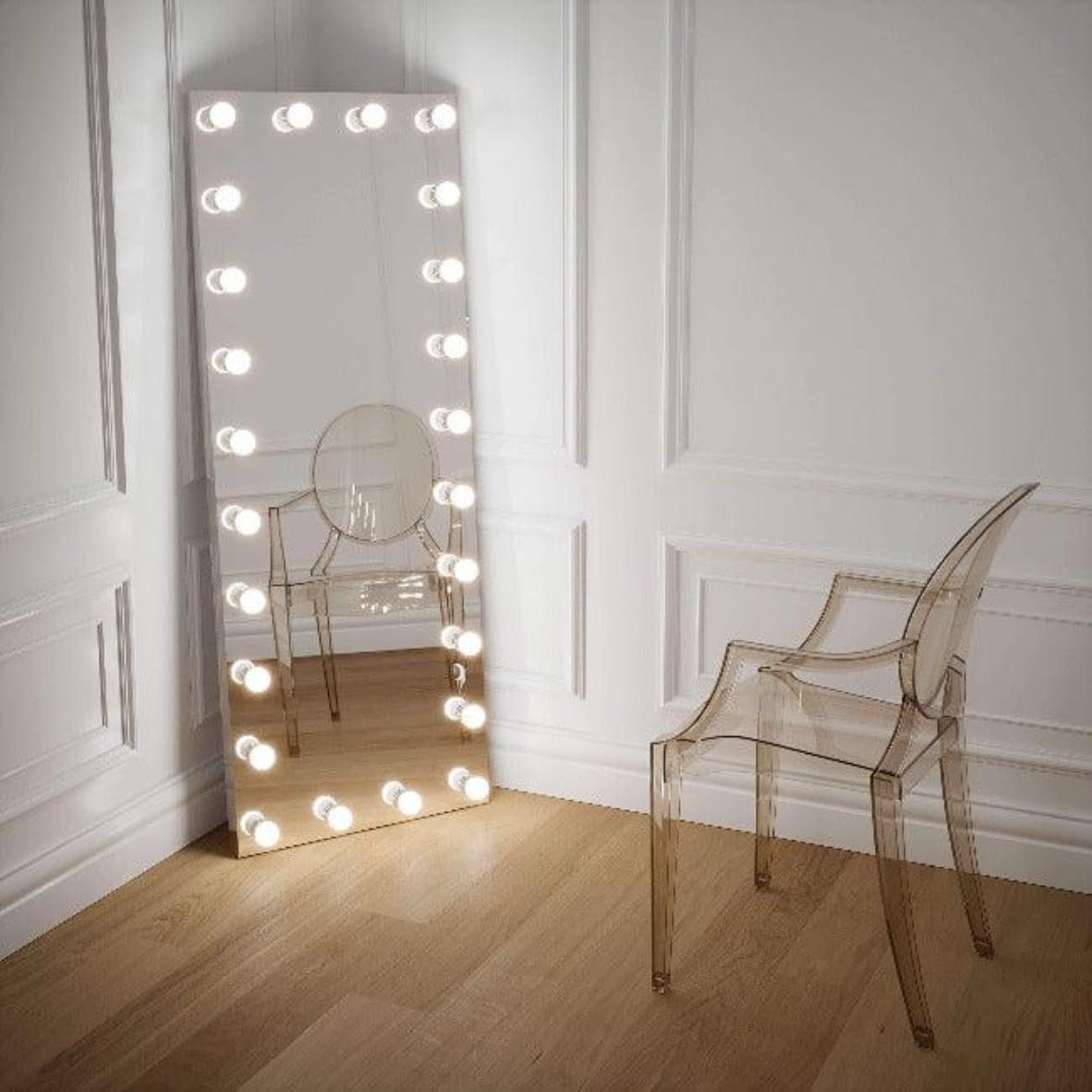 Hollywood Mirror Hollywood Mirrors Extra Large Mariah 160X 60Cm- Vanity Mirror With Lights - Makeup Mirror With Lighting Led Dimmable Bulbs, 3 Lighting Modes, Standing Or Wall Mounted