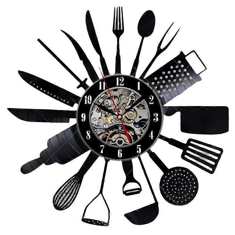 Horloge murale vinyle couverts : fixez votre déco de cuisine