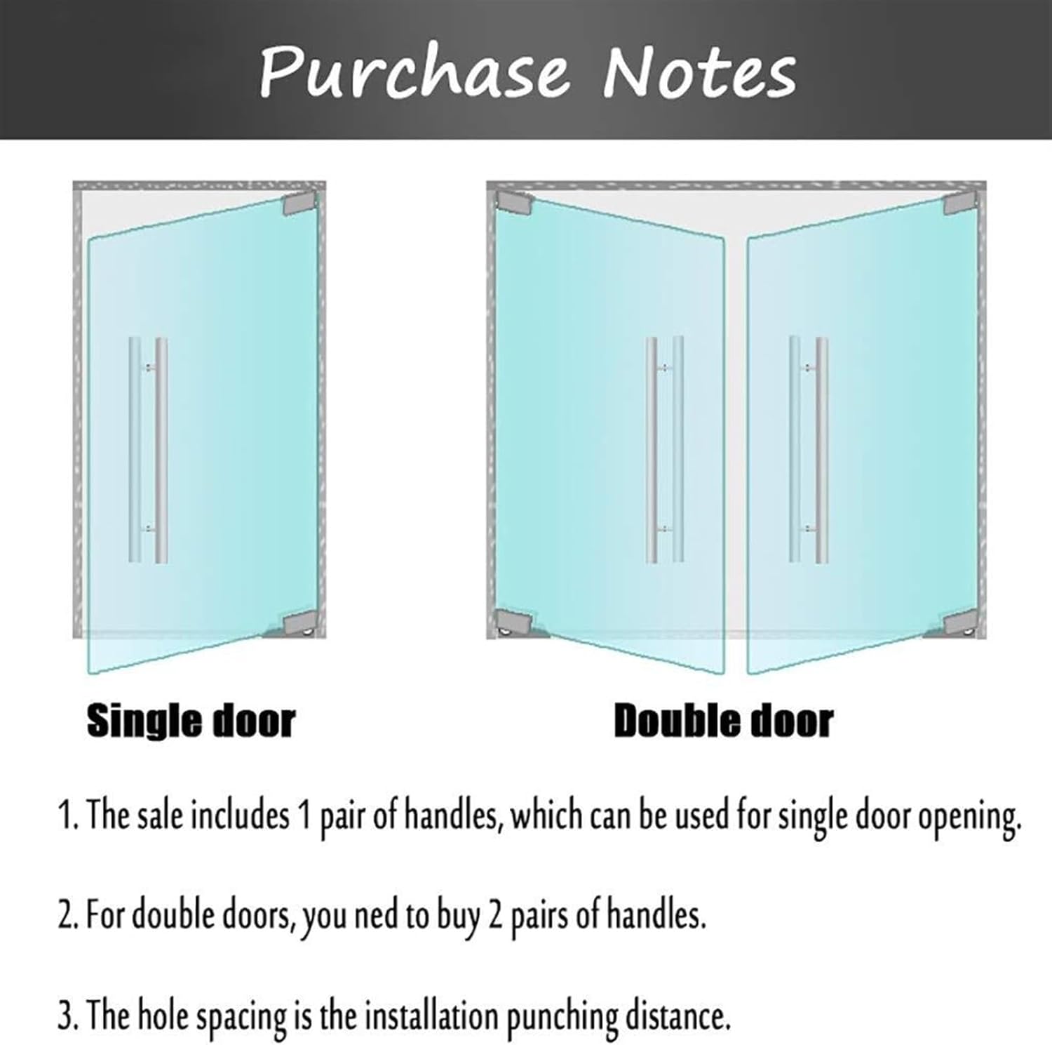 Door Handle Stainless Steel Round Tube Glass Door Push-Pull Door Handle Sliding Barn Door Handle Indoor and Outdoor Door Handle-Easy to Install (Size : 600x400mm)