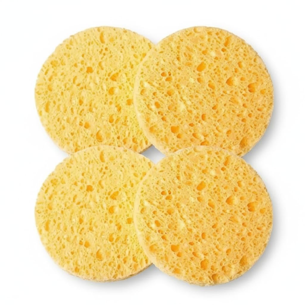 Facial Cleansing Sponge, 60 Pcs Compressed Round Makeup Puff, Reusable Face Wash Pads, Portable Cosmetic Cleaning Supplies