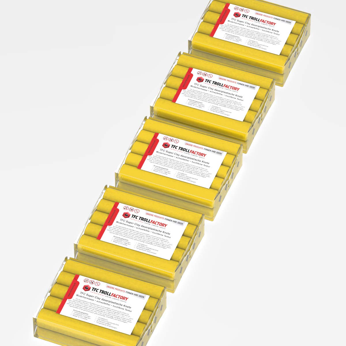 TFC SuperClay I - Pasta para modelar (100% cera de abeja) y aceites, color amarillo, 5 x 500 g