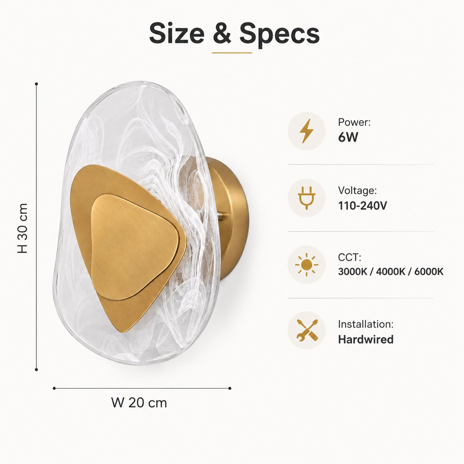 Lampada da Parete in Vetro,LED 6W,Irregolare Artistico Applique
