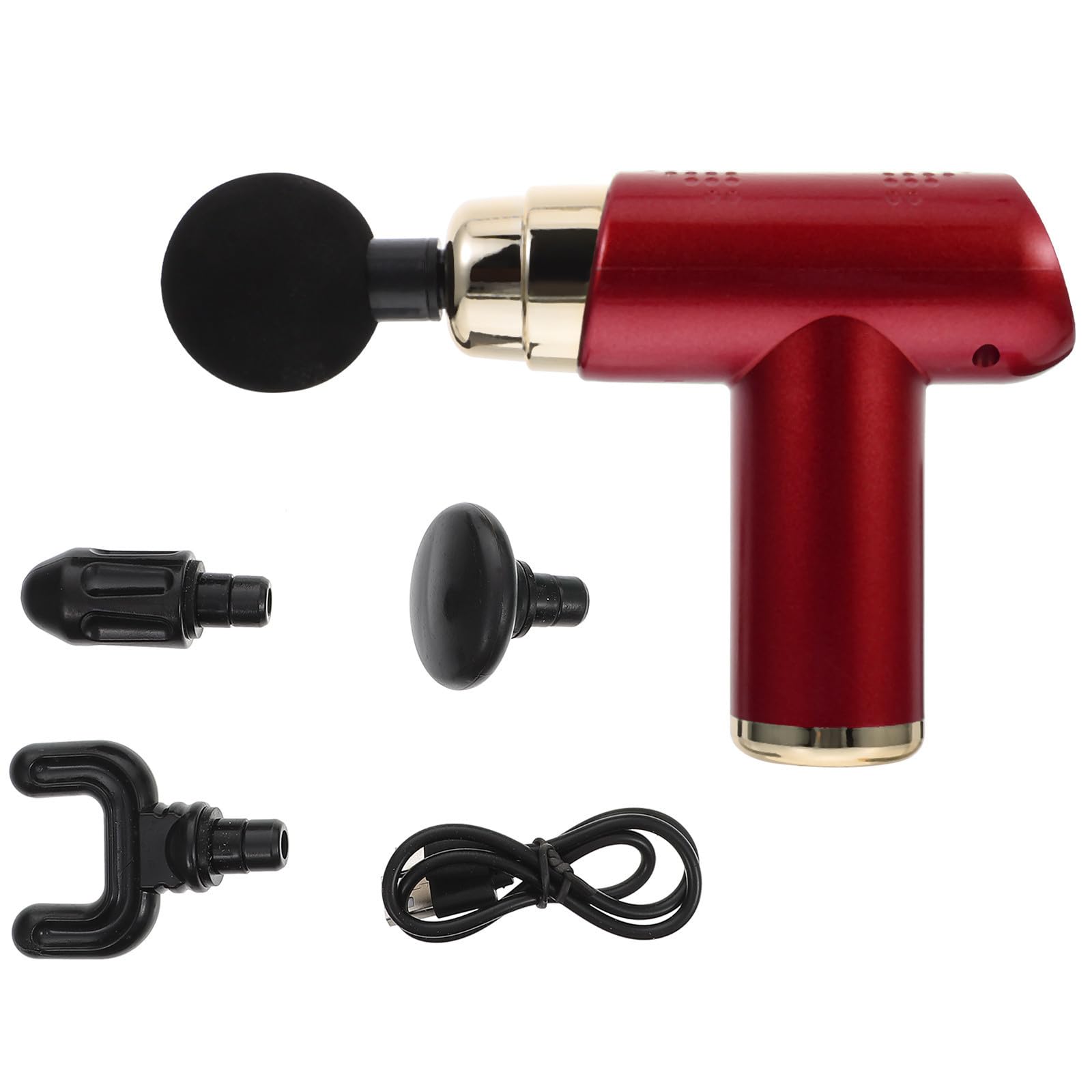 Masajeador Muscular Eléctrico Portátil y Carga Tipo C 4 Cabezales y 6 Velocidades Batería 7.4v 1200mah para Relajación Después del Yoga