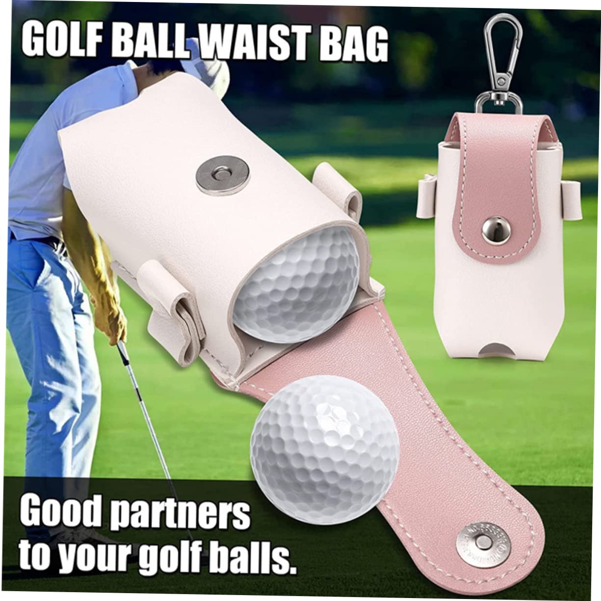 Baluue 5stücke Golfball Aufbewahrungstasche Aus Pu Tragbare Golfs Balltasche Mit Metallclip Praktische Hüfttasche Für Outdoor-aktivitäten Für Golfer Und Golfzubehör