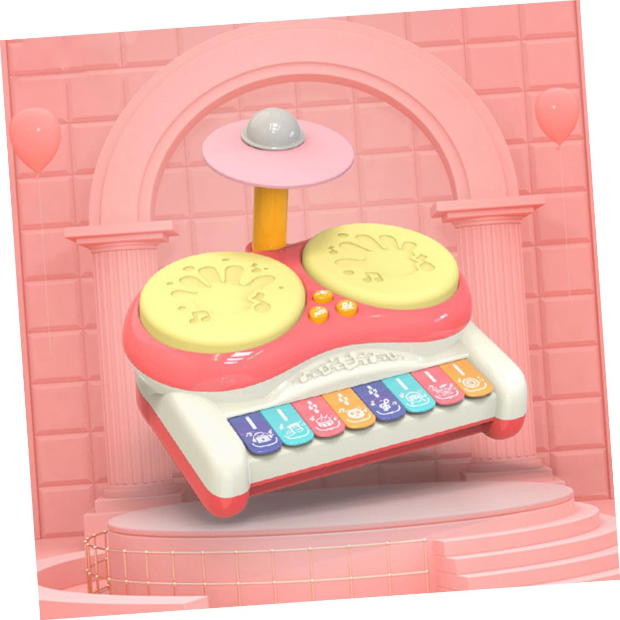 ifundom Juguete Educativo Musical para Niños Instrumento de Percusión Multifuncional de Plástico Rosa Que Mejora la Coordinación Ojo-Mano y Es Adecuado para Bebés