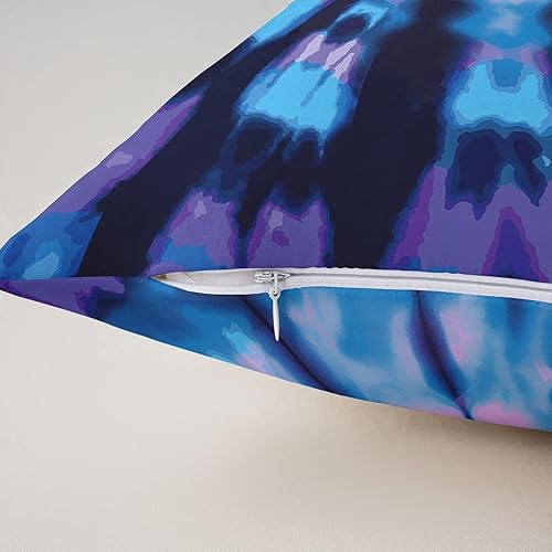 Miniatura 5 de Juego de 2 fundas de almohada moradas de 16 x 16 pulgadas, fundas de almohada de teñido anudado en espiral azul para dormitorio, sala de estar,