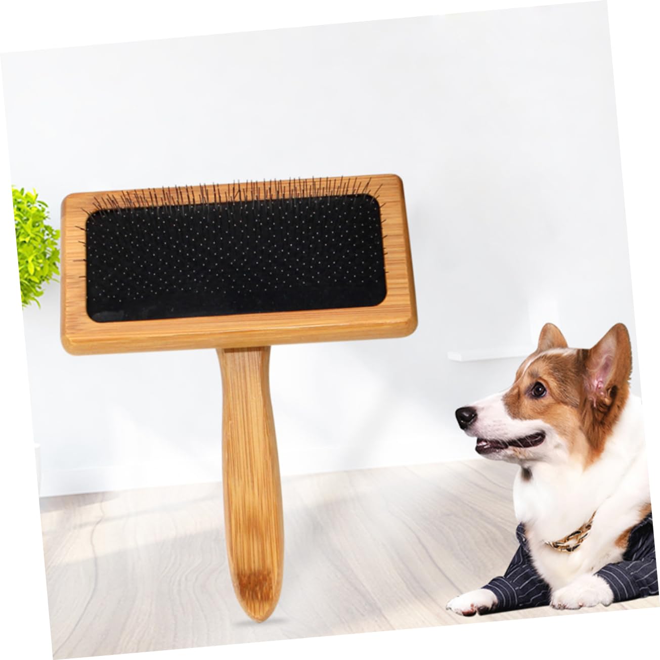 POPETPOP Wooden Pet Grooming Comb Ergonomic Hair Brush for Cats and for Cleaning Tool