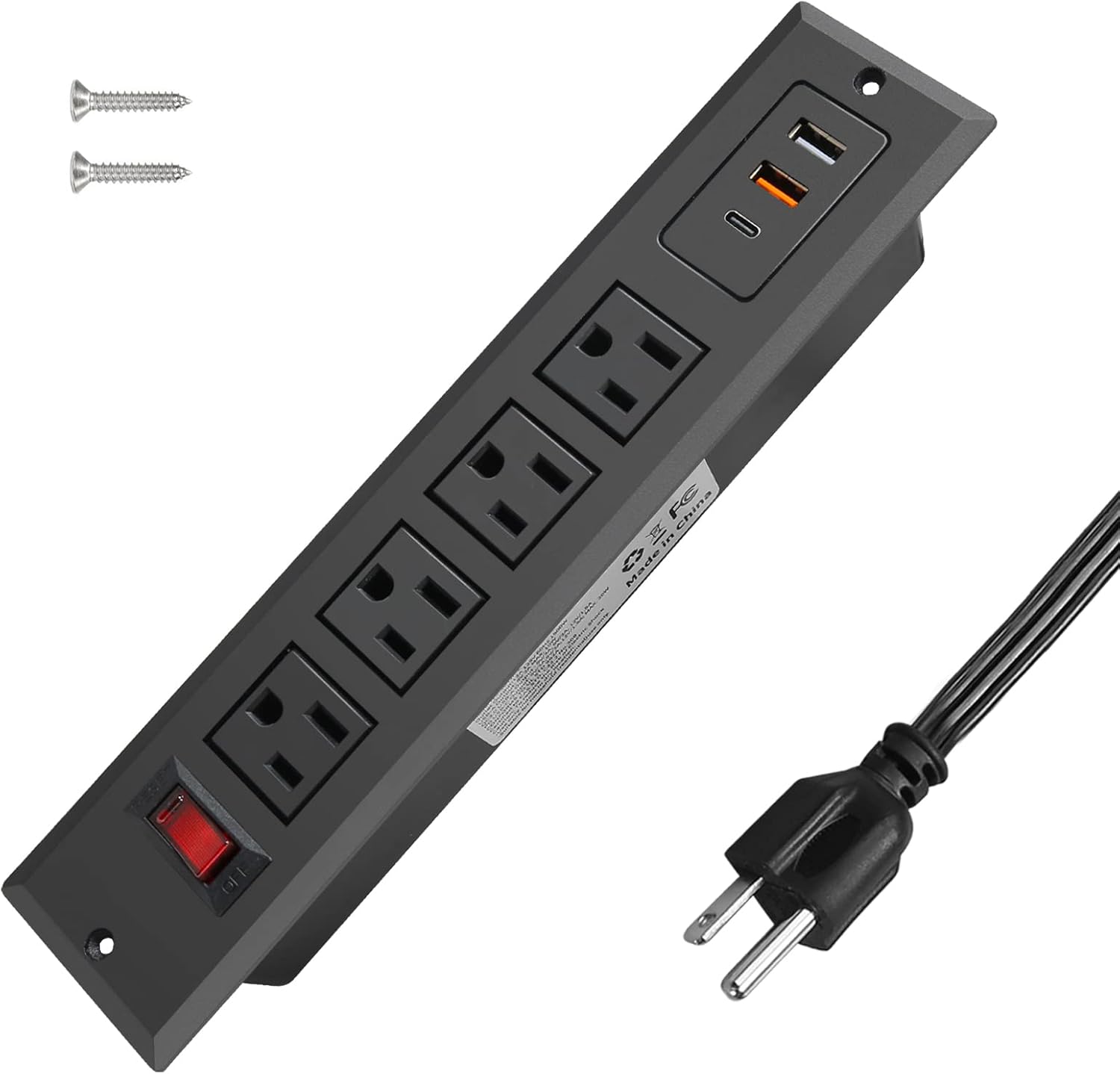 20W PD Mountable Power Strip Type C Recessed Power Strip