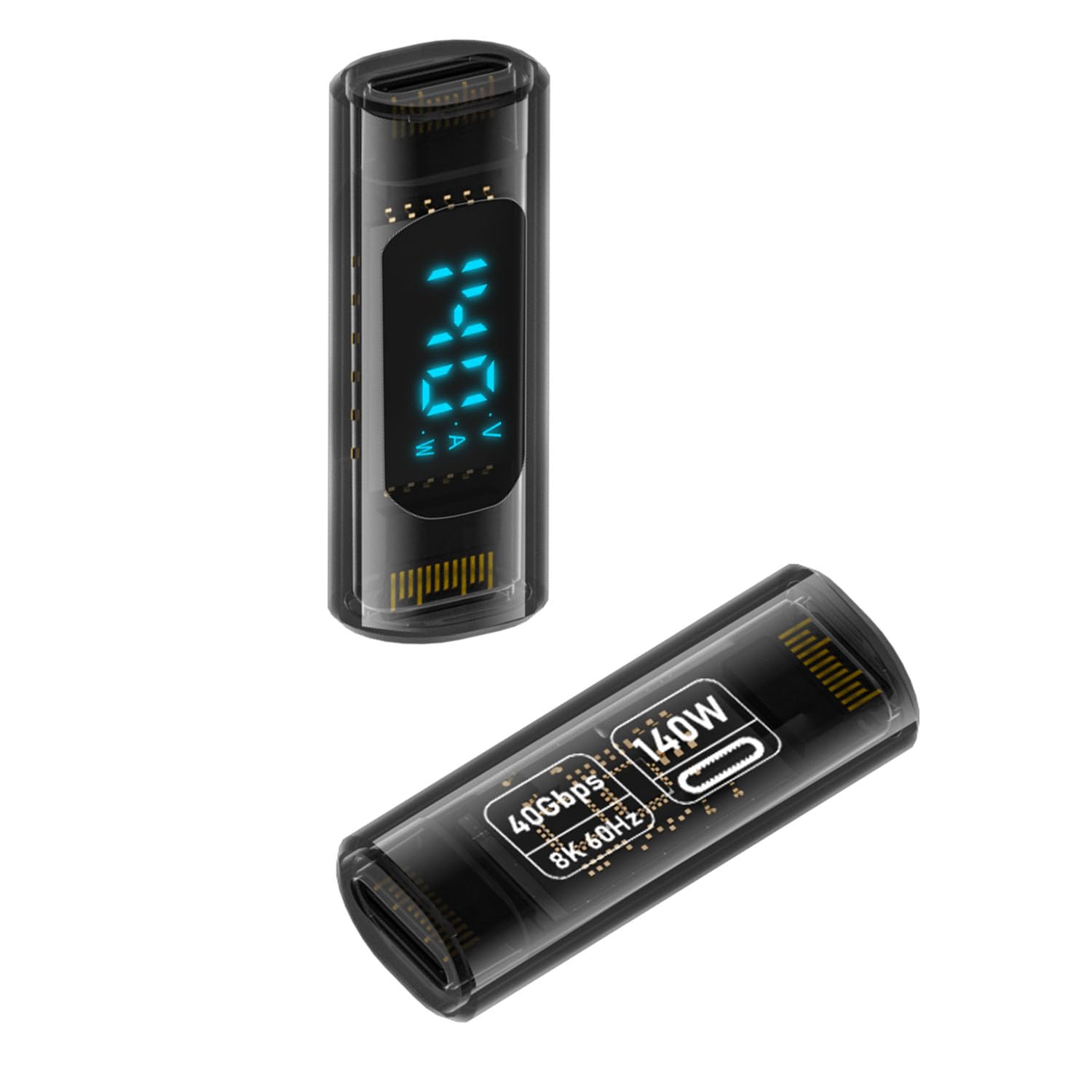 USB C 4.0 Full Function Digital Display Adapter Coupler Type C 4.0 Female to Female Charging Monitor Connector, Display Voltage&Power, Support 40Gbps PD140W 8K@60Hz Thunderbolt 3/4, 2Pcs-image-33