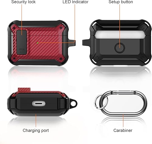 Miniatura 2 de Lopnord Funda para Airpods Pro con tapa de bloqueo, kit de limpieza multifunción con cepillo suave esponja flocado para Airpods Pro 1 2 3 Bluetooth