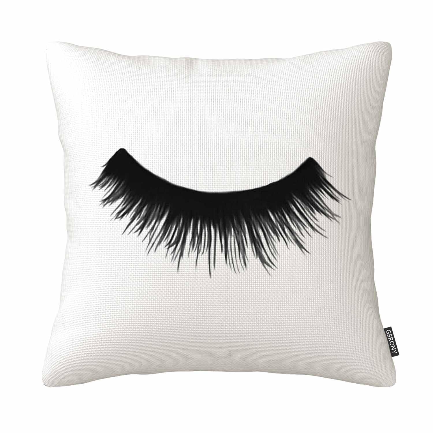 GSRONY False Eyelash Throw Pillow Case Decorative Pillowcase for Sofa Room Bed 18 X 18 Inches Cotton Linen