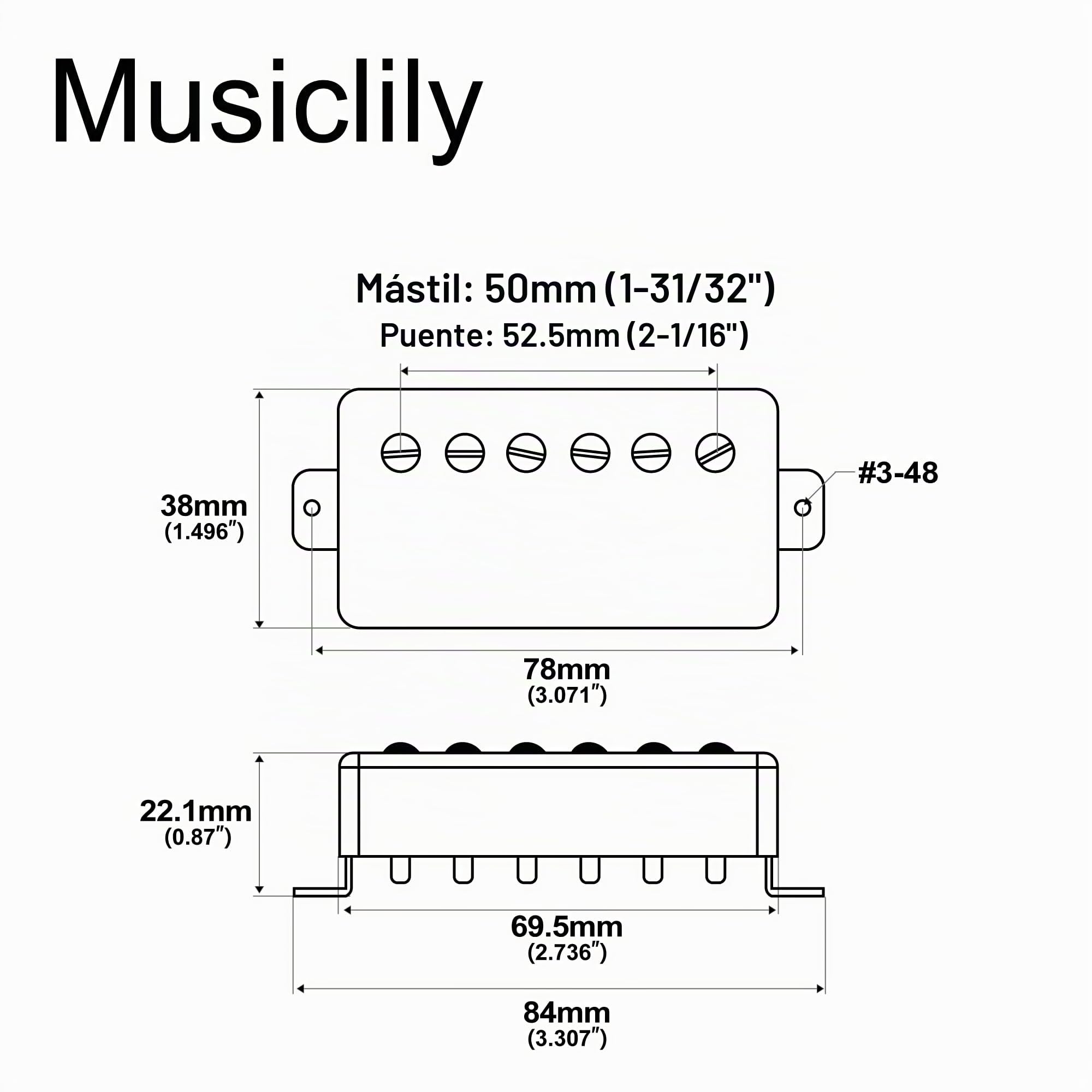 Artec LPA210 Alnico 5 Cubierta Set Pastillas Humbucker Mástil Puente para Guitarra Eléctrica estilo Les Paul, Cromado