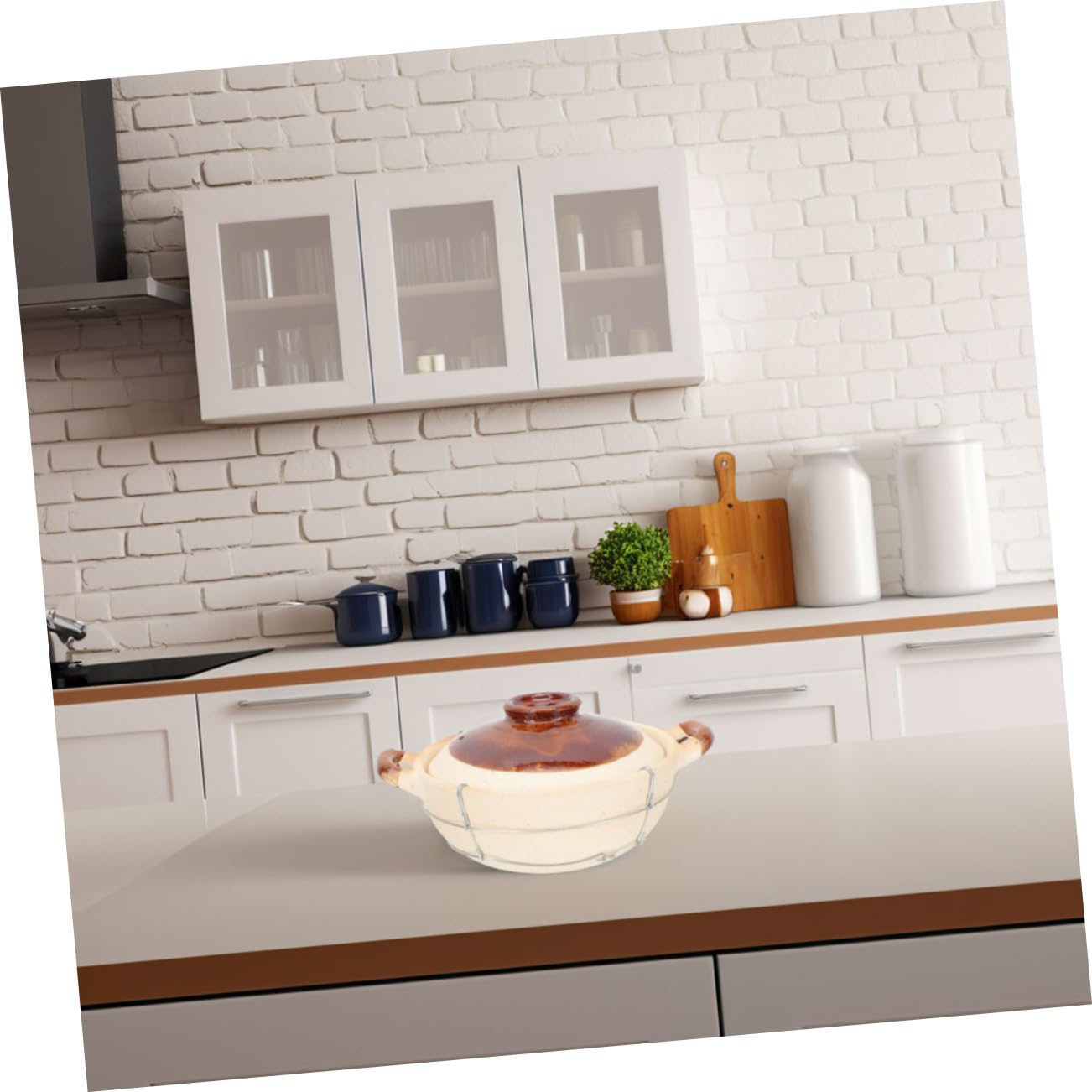 2piezas Cazuela De Barro Con Tapa Para Arroz Y Sopas Olla De Cocción Individual De Alta Temperatura Utensilio De Cocina Para Hogar Y Preparación De Comidas Con Mango Ergonómico