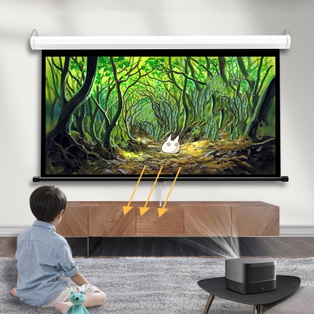 Schermo per Proiettore HD Telo Proiettore Manuale con Auto-bloccaggio,Schermo Videoproiettore per Home Theater,Cinema,Ufficio(60in/147cm)