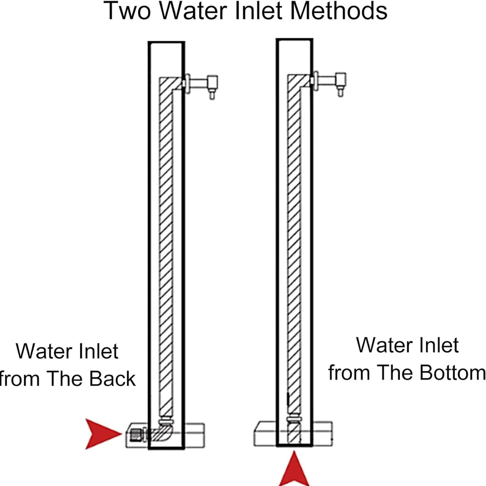 Colonne d'eau Verticale pour Jardin en Acier Inoxydable, Robinet Extérieur sur Poteau, Borne D'incendie Verticale Antigel, Colonne d'eau de Jardin avec Robinet À Double Sortie(25in/65cm)