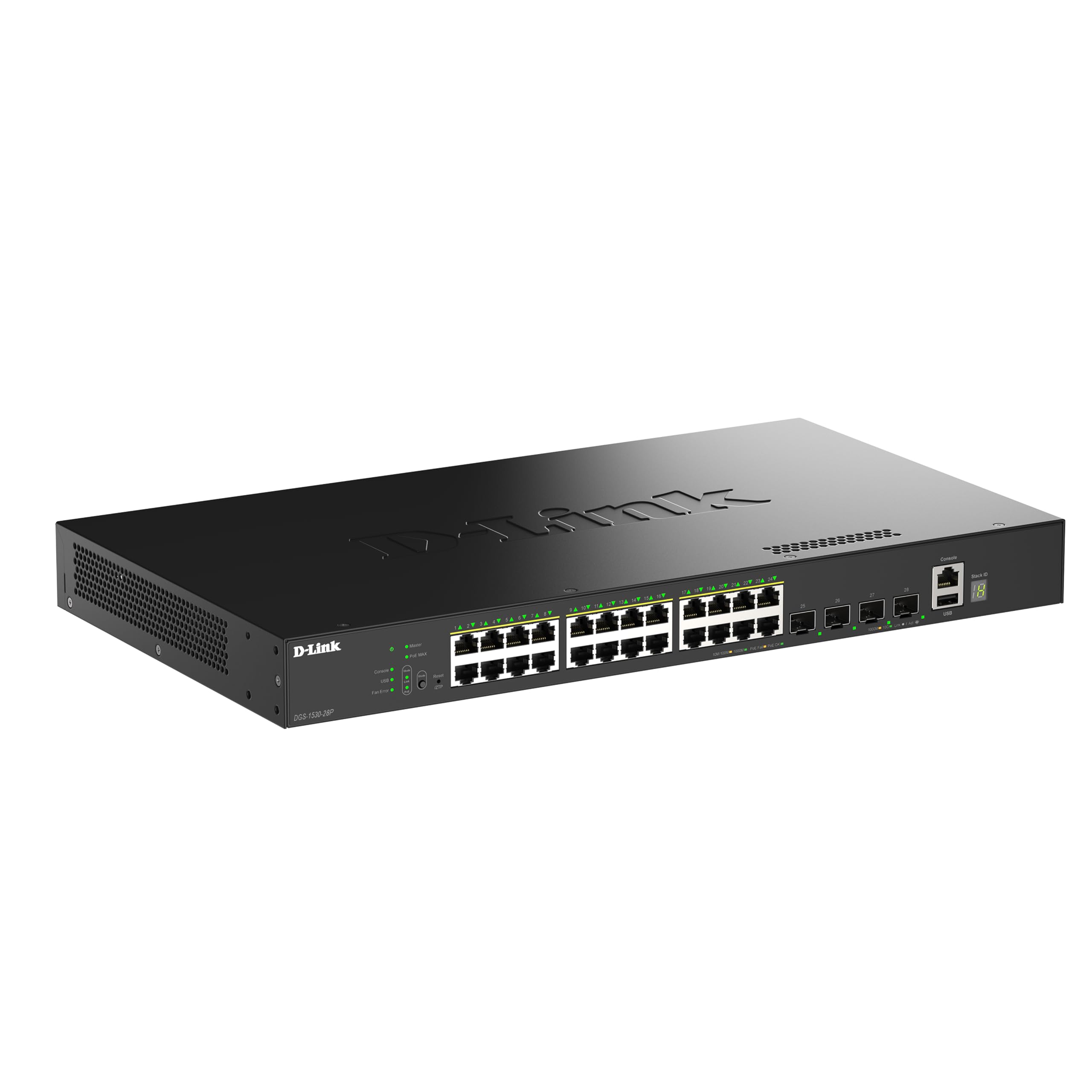 D-Link Switch gestito intelligente PoE+ impilabile Gigabit a 28 porte DGS-1530-28P con 4 porte SFP+ da 10G