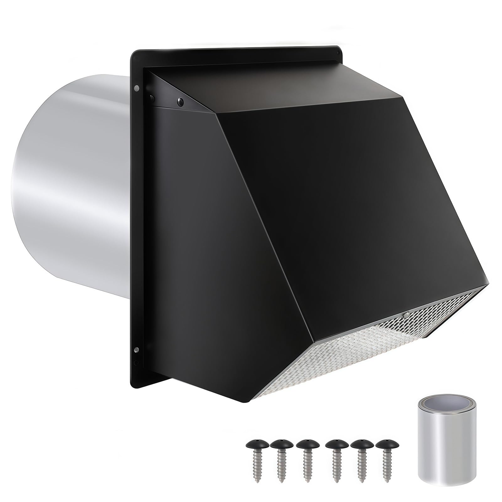 Photo 1 of ***FACTORY SEALED***
8 Inch Hooded Wall Vent with Screen and Damper, Exhaust Vent Cover Outdoor Dryer Vent Cover Outside External Extractor Wall Vent Hood for Kitchen Range Hood and Dryer, Bathroom, Basement(Black)