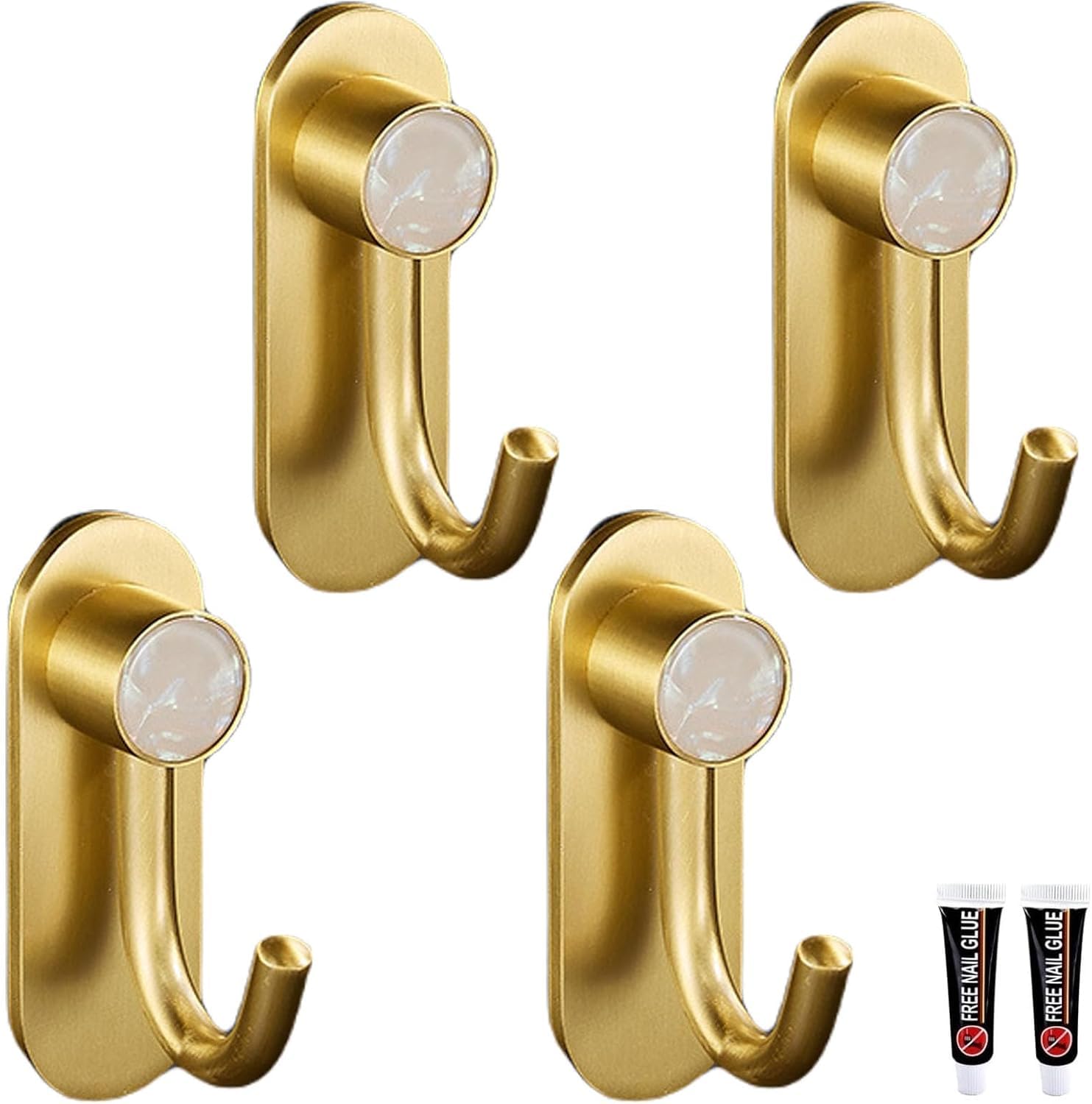 MOPAHCVT Clothing Racks Coat Hook,no Drilling Required, Brass Finish, Waterproof and Rust-Resistant(White,68mm)