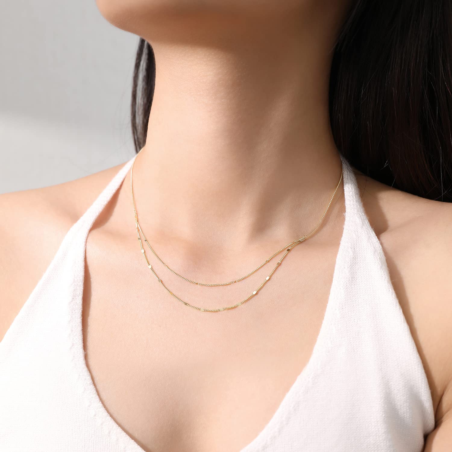 Meissa Collana a catena impilabile in argento sterling per donna Collana a strati dainty Collana girocollo in oro Regalo per la damigella d'onore, Oro rosa