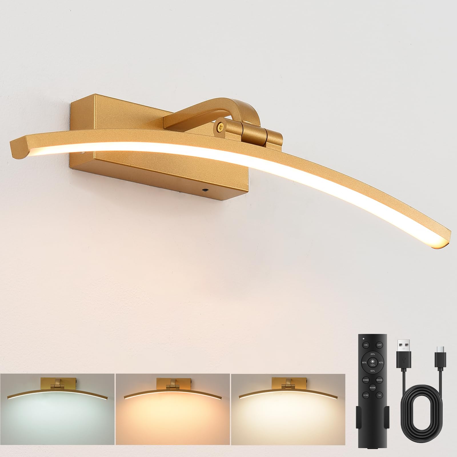 LEONTYNE Rechargeable Picture Light for Wall, 5000mAh Battery Operated & Wireless with Remote,Dimmable 3-Colour, Magnetic Rechargeable Wall Lights for Paintings, Gallery Art, Dartboard, Mirror