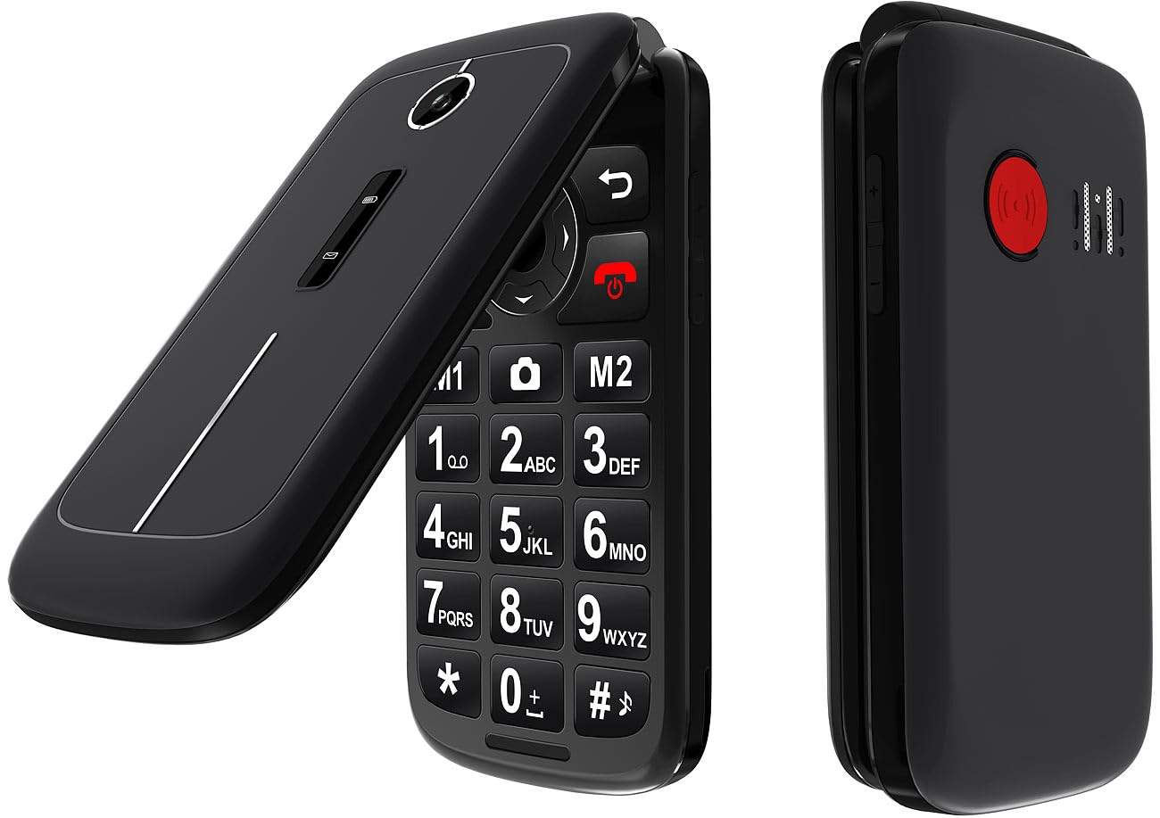 simvalley MOBILE Telefono Cellulare: 4G-Senioren-Klapphandy, 2,8"/7,1-cm-Display a Colori, Garantruf Easy (Telefono per Anziani a Conchiglia, per Anziani, Anziano)