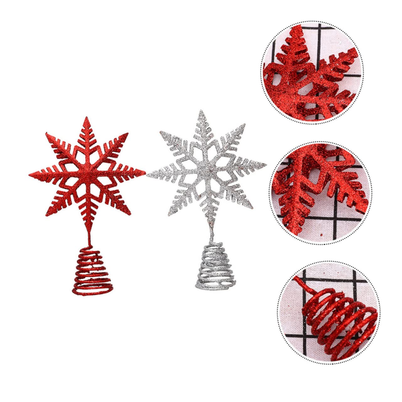 PRETYZOOM 2 Series Estrella De Topper De Árbol De Navidad Navidad Nieve Decoración De La Copa del Árbol Colgante Brillantina Nieve Falsa Decoración Rústico Hierro Forjado 2 Piezas*2