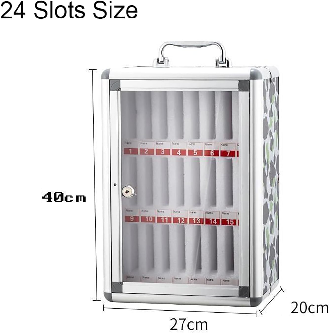 Hanging Wine Rack with Glass Holder and Shelf， Aluminum Alloy Pocket Chart Cell Phones Storage Cabinet for Cell Phones, Wall-Mounted with A Locked, for Office Classroom (Size : 24 Slots)