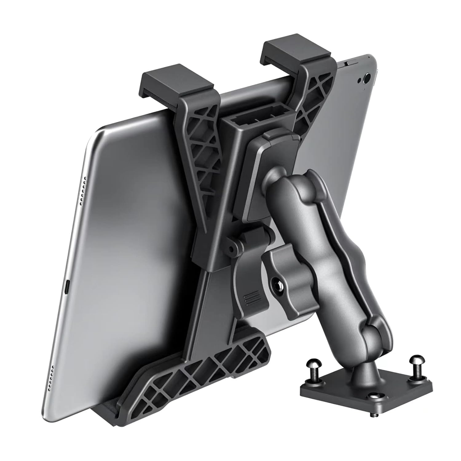 Universal Tablet Holder Mount for Car, 360° Adjustable Heavy Duty Tablet Mount Compatible with iPad, Samsung Galaxy Tab, Lenovo & 4.7–12.9 Inch Tablets, Anti-Slip Clamp Holder, Black-image-3