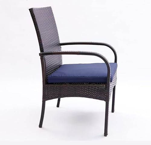 Miniatura 3 de SAILARY Sillas de comedor de mimbre para patio con cojines acolchados sillas de ratán para exteriores con soporte para reposabrazos de 350 libras