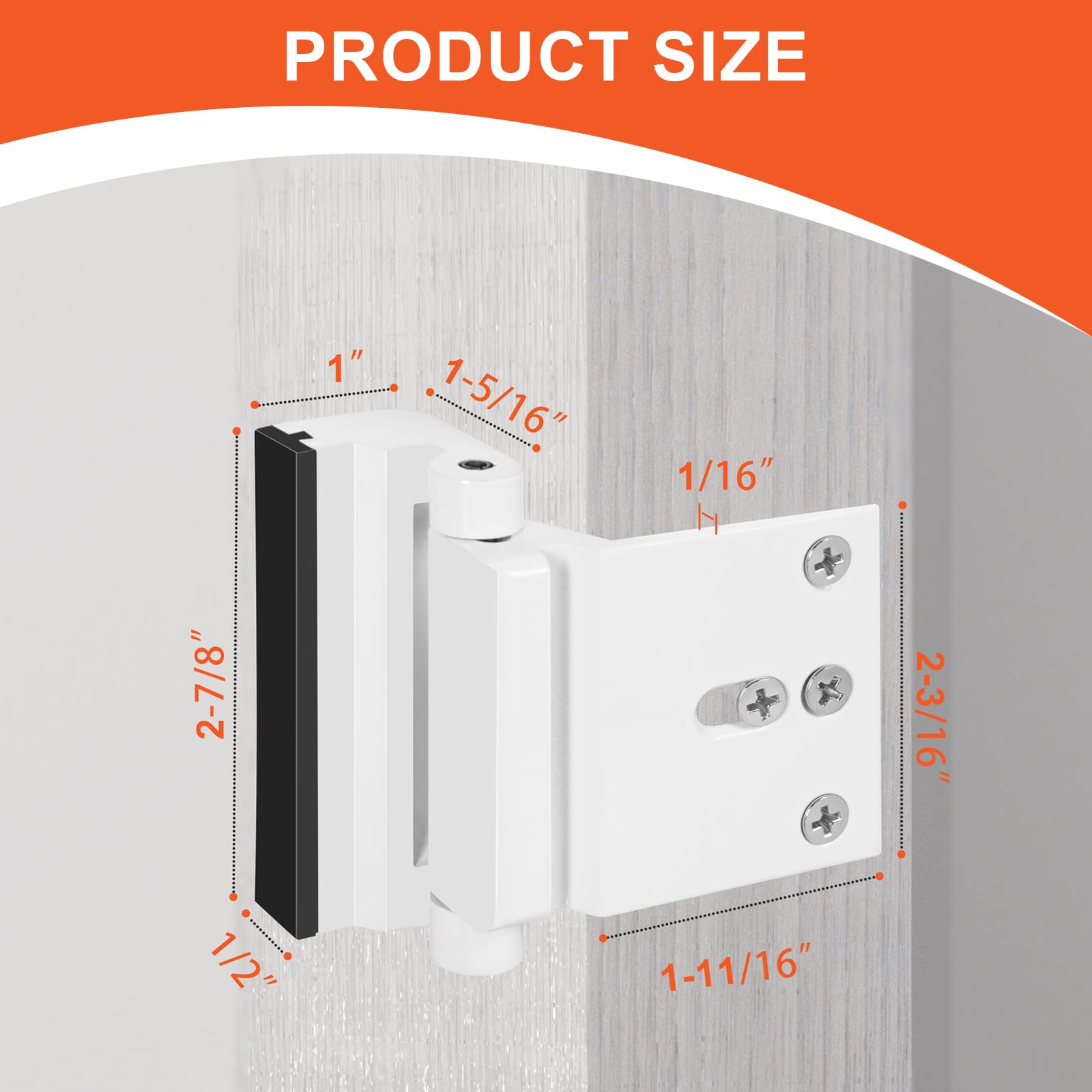 Cerradura de puerta de seguridad para el hogar, cerradura de refuerzo de puerta a prueba de niños, soporta 800 libras para puerta oscilante hacia adentro, cerradura de seguridad de puerta para