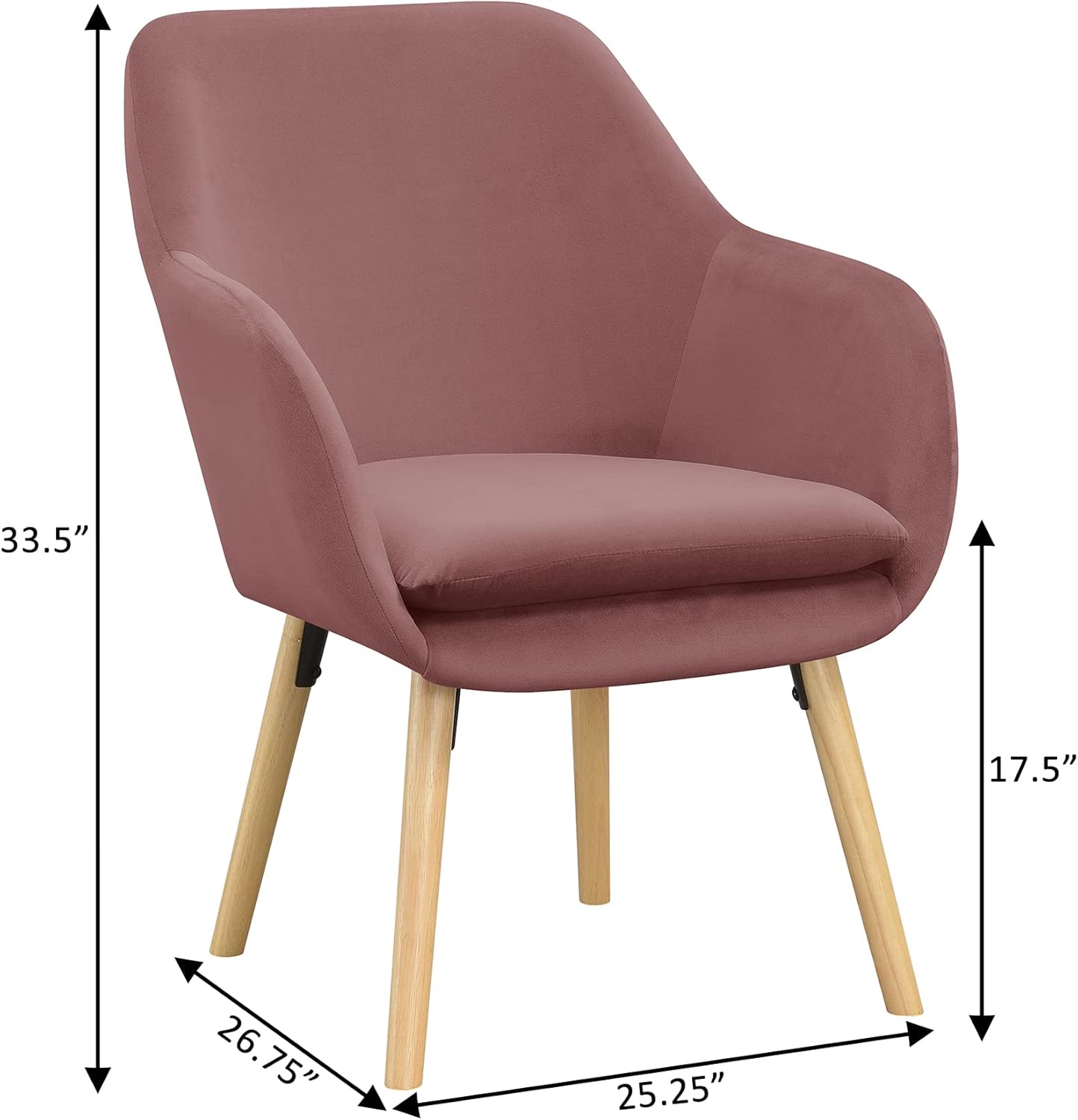 Blush Velvet Accent Chair with Oak Legs