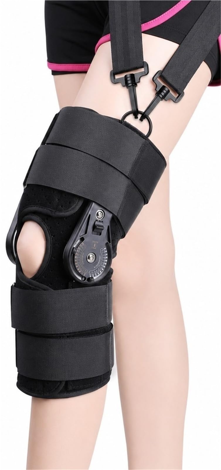Rodillera Ortopédica ROM con Bisagras Ajustable Estabilizador de Rodilla para Varus Valgus Soporte para Menisco Ligamento Cruzado ACL PCL Unisex Hombre Mujer(M)