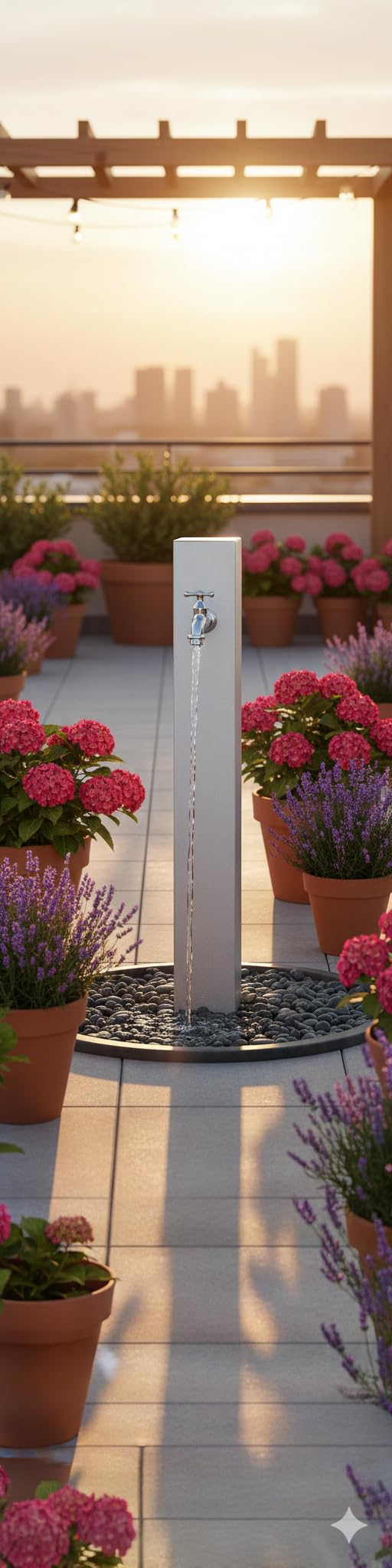Fontaine rectangulaire légère en métal avec système et robinet BEL-FER modèle 42/RE, couleur aluminium