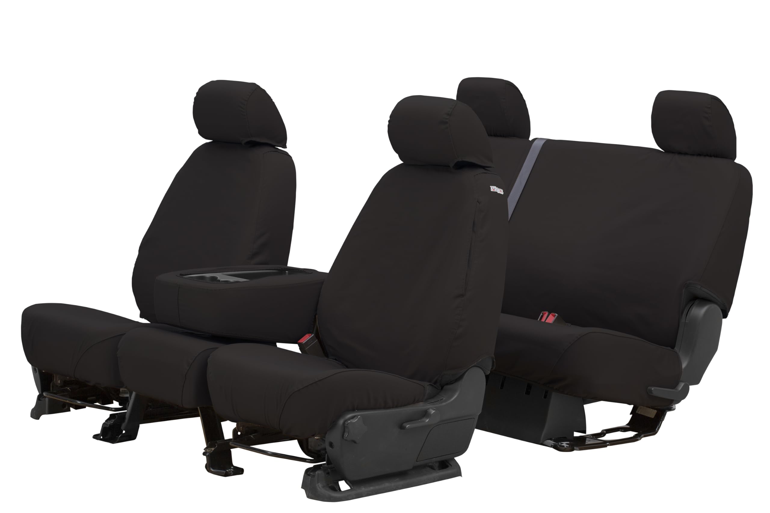 Covercraft - SS3351PCCH Custom-Fit Front Bench SeatSaver Seat Covers - Polycotton Fabric, Charcoal Black