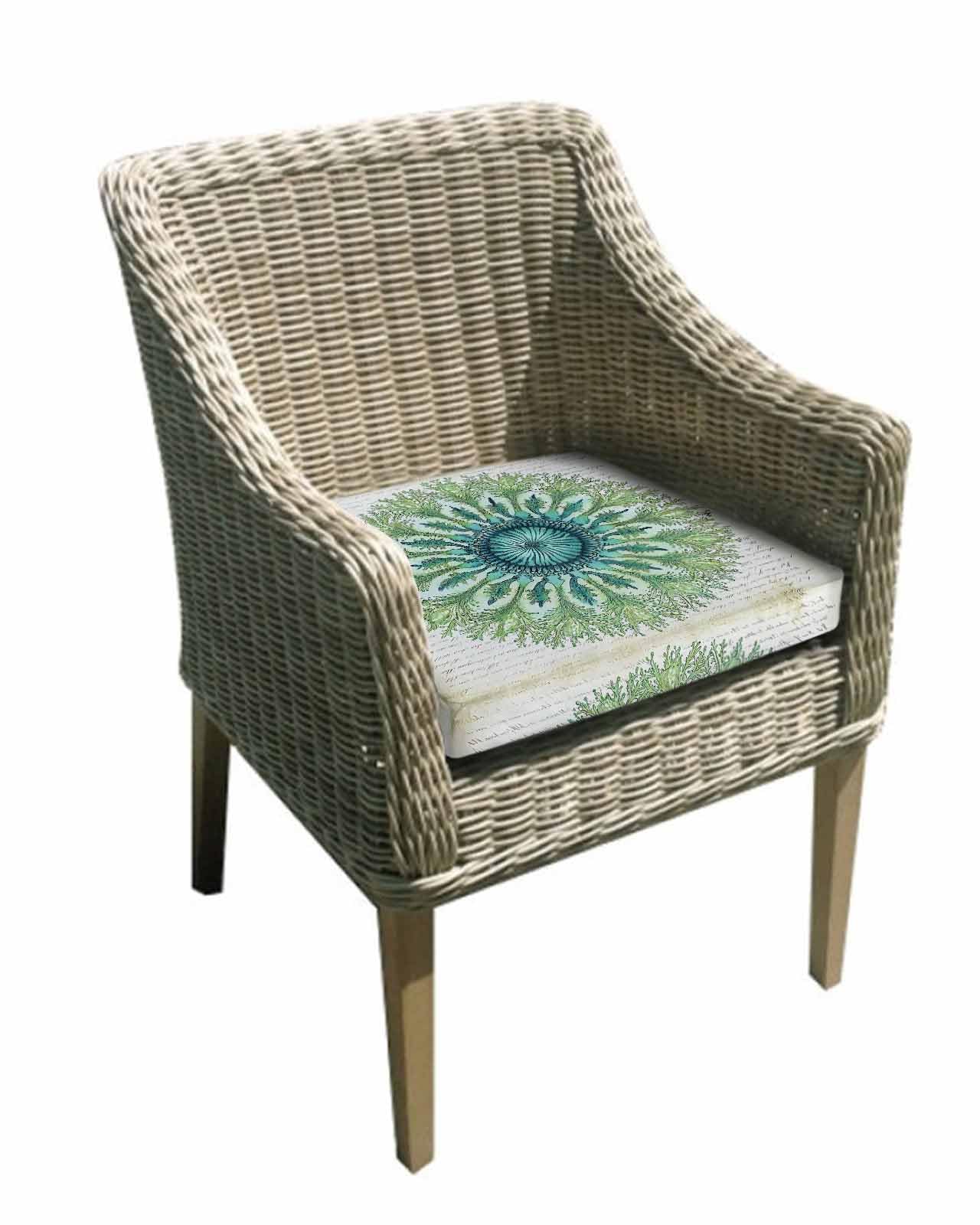 2 Pack Green Botanical Circle Waterproof Cushion Covers with Ties, Outdoor Patio Chaise Lounge Chair Seat Cushion Slip Covers Replacement(Only Cover) Abstract Art Vintage 24