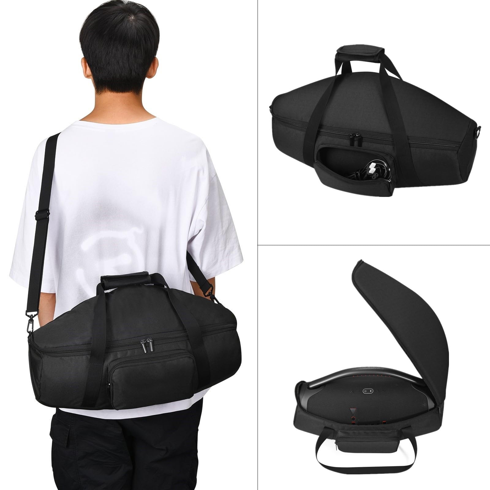 Generic Étui de transport de voyage compatible avec JBL Boombox 3/Boombox 3 WiFi/Boombox 2, câble de chargeur, housse de protection contre la poussière, sac à bandoulière, Noir , 210*290*520mm