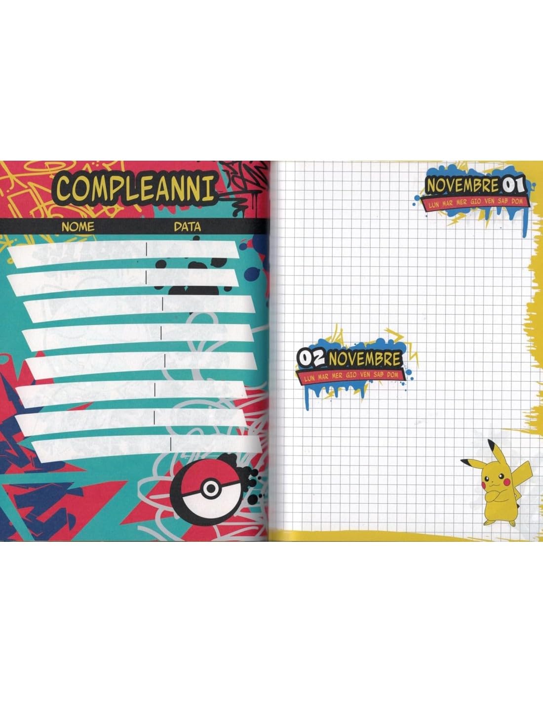 PRESTIGE & DELUXE Agenda compatibile con diario scuola Pokemon Azzurro 2026-2027 f.to standard 15x20 cm + omaggio portachiave e penna multicolore