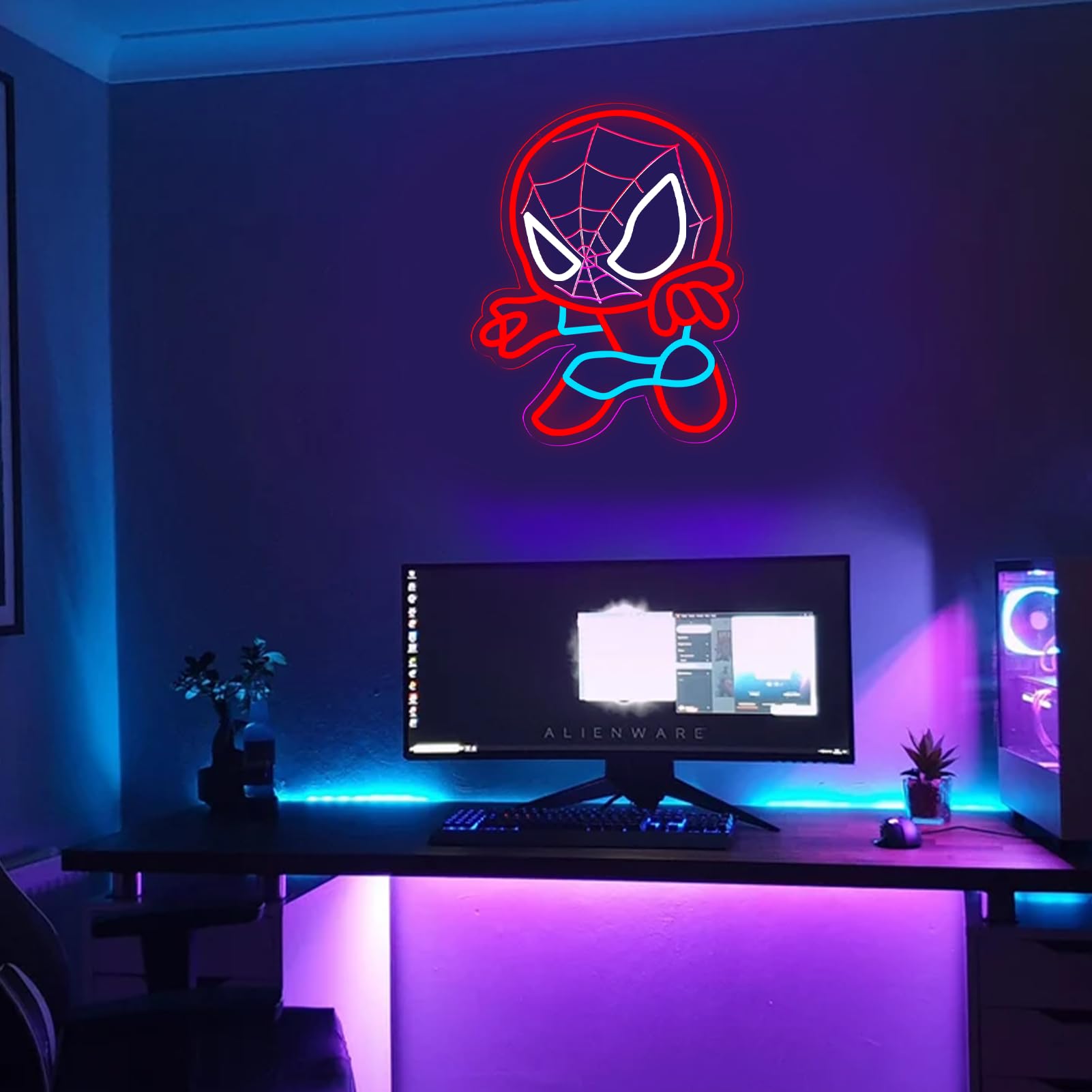 Panneau néon LED en forme d'araignée pour décoration murale, affichage lumineux à intensité variable, décoration de chambre d'enfant, salle de jeux, 30,5 x 40,9 cm