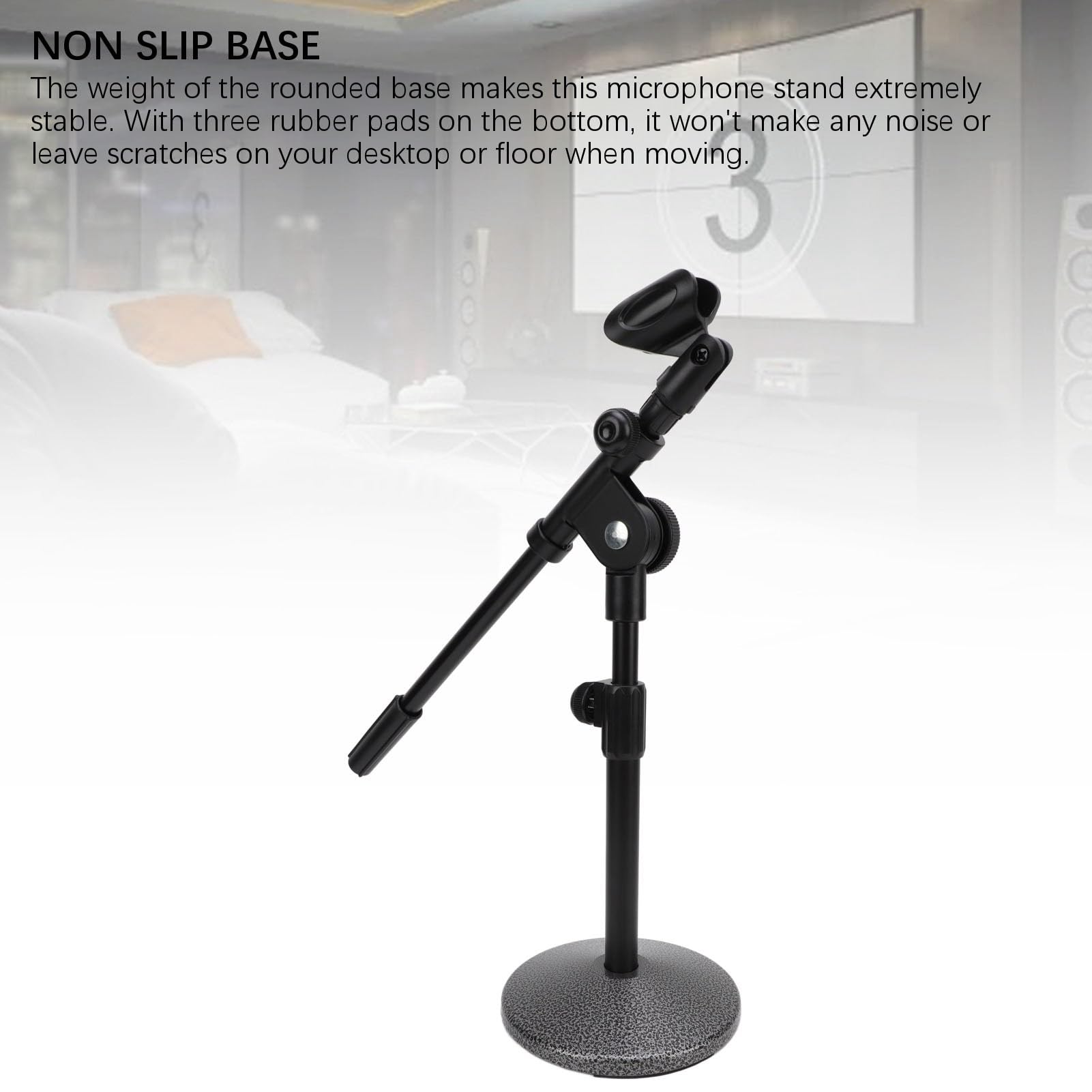 Jectse Supporto per microfono da scrivania, altezza regolabile, base rotonda ponderata, supporto per microfono con braccio telescopico, per trasmettere podcast registrazione performance dal vivo
