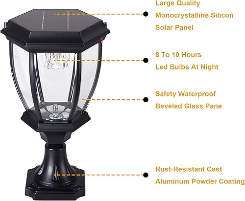 Miniatura 5 de Kendal Lámpara de luz LED accionada solar al aire libre grande (negro-8405)