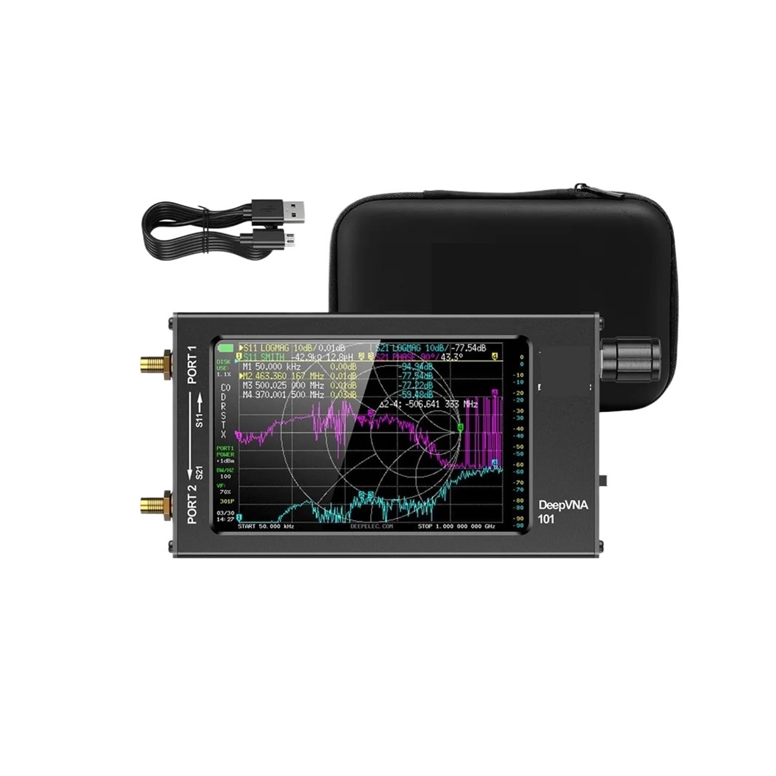 4 Inch 50kHz-6.3GHz / 10KHz -1.5GHz Vector Network Analyzer Antenna Analyzer HF VHF UHF SWR HW Version 4.3(4Inch NanoVNA-H4)