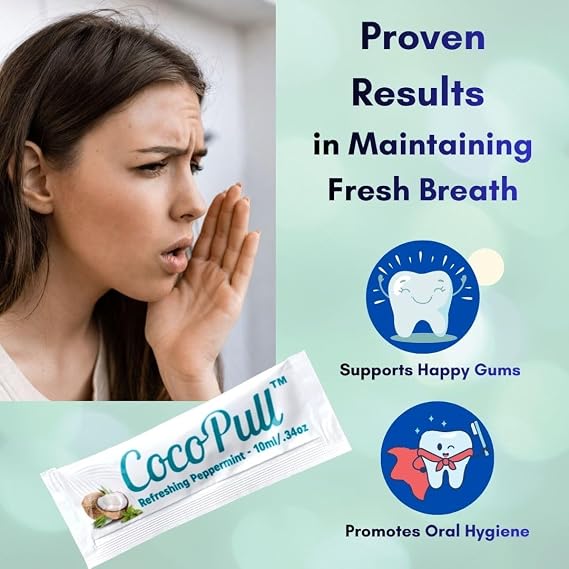 CocoPull Organic Travel Sachets Coconut Oil Pulling Fresh Breath Mouthwash | USDA