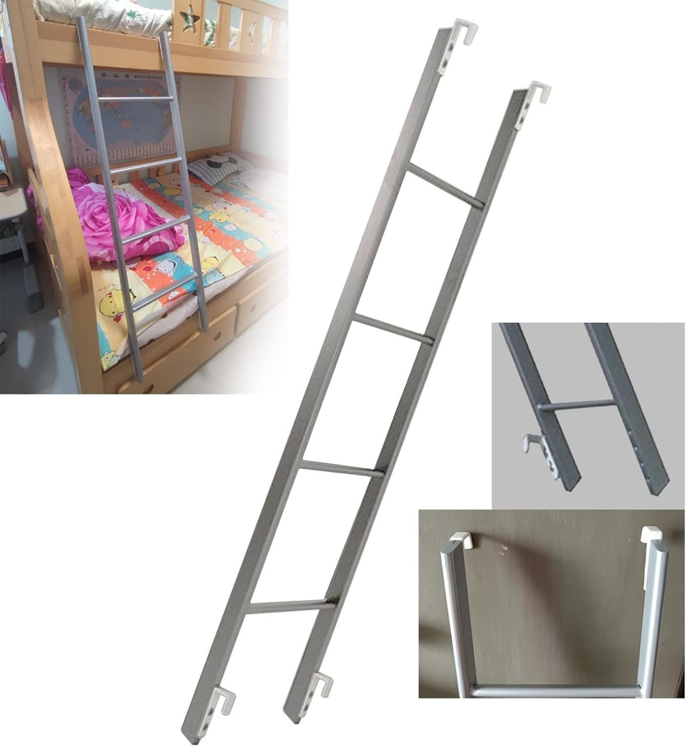 Dorm Adjustable Bunk Bed Ladder Gray Replacement Camper RV Bunk Ladder with 4