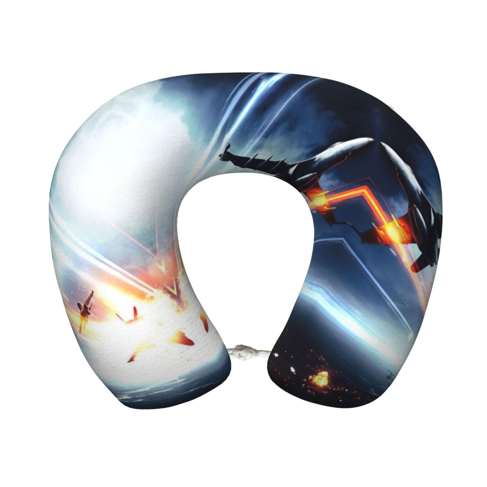 ASFgda U-Shape Memory Foam Airplane Print Travel Pillow,Neck Support,Washable Cover For Airplane Car Home Office
