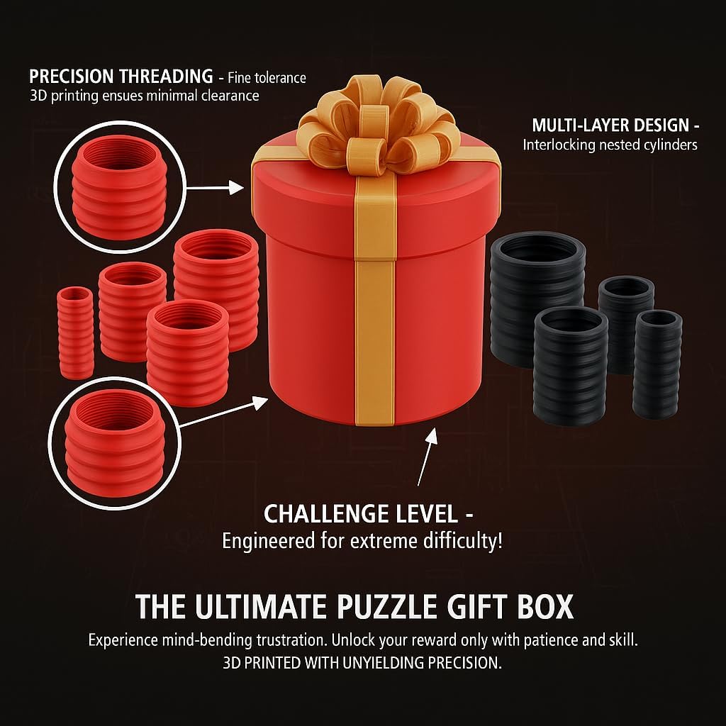 Annoying Nested Screw Gift Box - Annoying Nested Gift Box with Screws, Prank Screw Money Puzzle Boxes for Christmas (RED & Black)