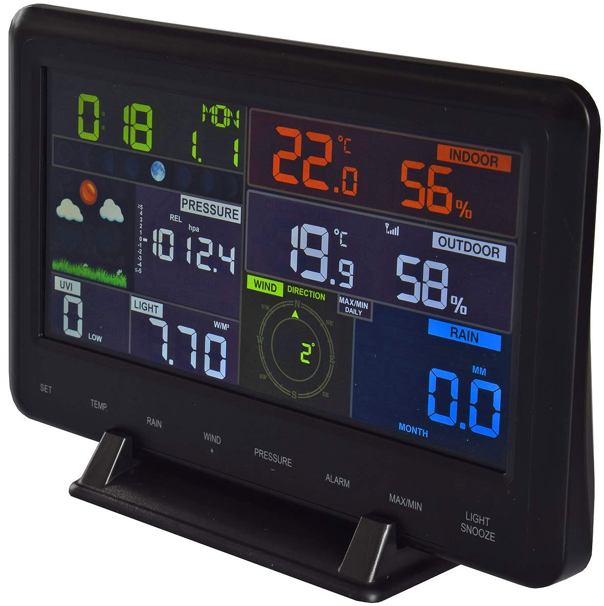 ChiliTec WLAN Wetterstation 12in1 - Temperaturanzeige Innen & Außen mit Display, Smart App, Wetterradar Funk mit Außensensor, Regenmesser